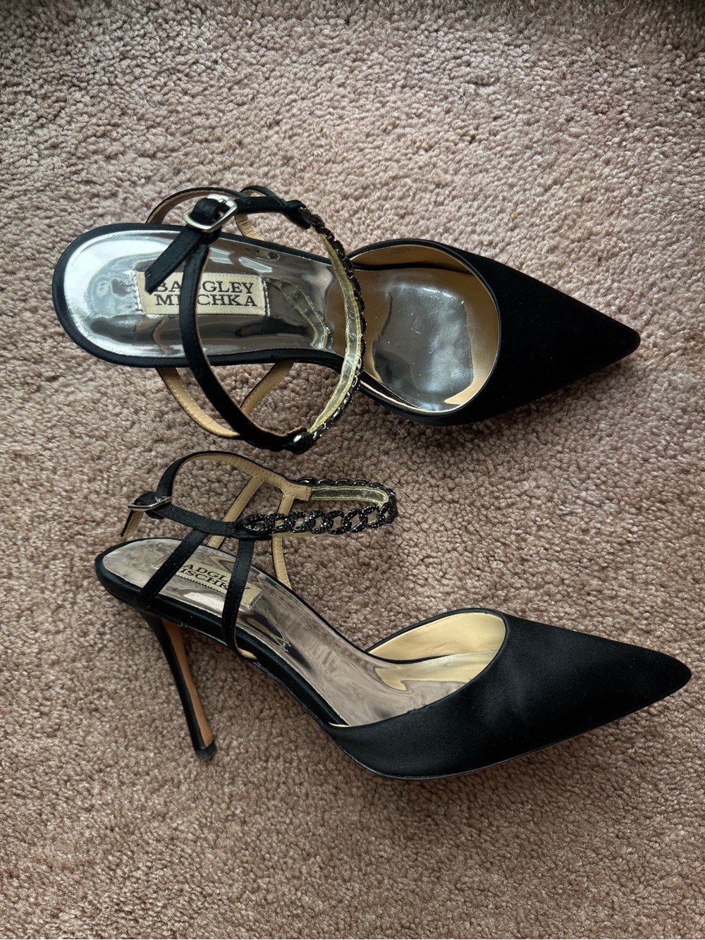 Badgley Mischka Women's Kailani Chain Strap Pumps Black Size 8.5, Retail $225